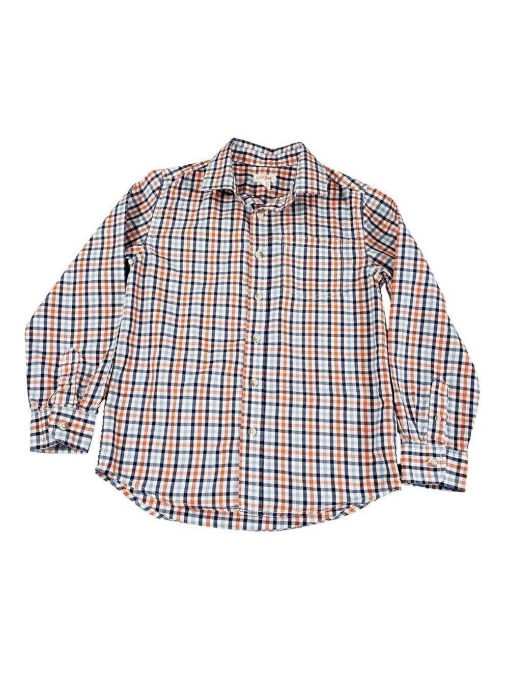 Cat & Jack Boys Long Sleeve Blue & Orange Plaid Button Down Shirt Medium (8/10)